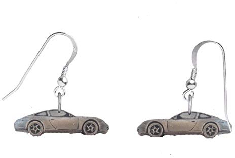 Klassischer deutscher Sportwagen 911 (Typ 996) ref195 auf Haken Ohrringe Sterling Silber 925 gestempelt