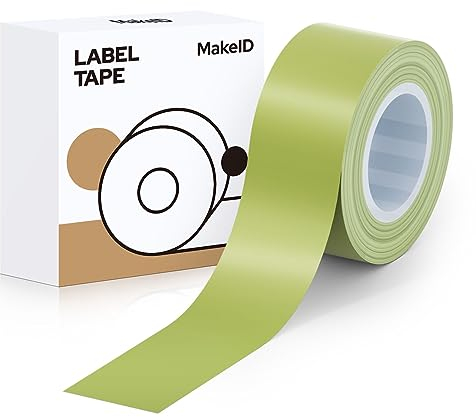 Makeid Kompatibel Etikettenband 16mm x 4m farbig Hitzebeständig Selbstklebend als Ersatz für Makeid L1/Q1/E1 Matcha-Grün