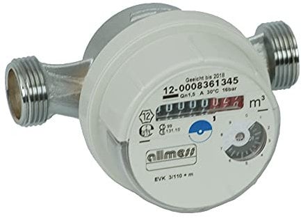 Allmess Aufputz-Wasserzähler Universal EVK 3/80-V TU6 +m (kalt bis 30°C),3/4AG
