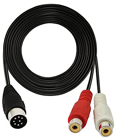 GINTOOYUN Din 8Pin à 2RCA Câble 59 pouces 8Pin Din Mâle Prise à 2RCA Femelle Audio Adaptateur Câble pour Instrument de Musique Audio Équipement MIDI Périphérique ect