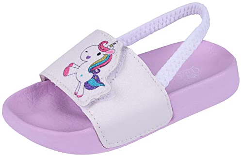 Sandali Estive Ragazze Pantofole da Piscina Banda Elastica Antiscivolo Bambini Ciabatte da Spiaggia ADA Interno E da Esterno Unicorno Viola 24 EU