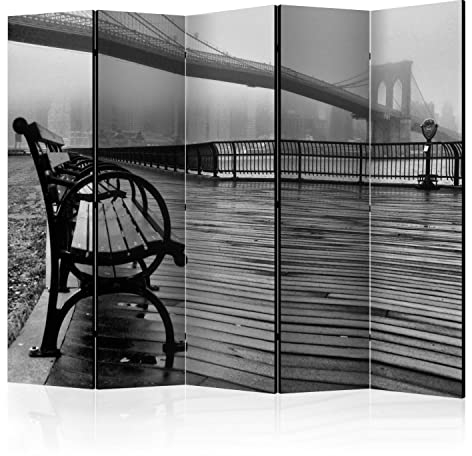 murando Raumteiler Foto Paravent Landschaft 225x172 cm beidseitig auf Vlies-Leinwand Bedruckt Trennwand Spanische Wand Sichtschutz Raumtrenner Design Brücke Brooklyn New York c-B-0041-z-c