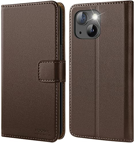 HOOMIL MagFlip Hülle für iPhone 13/14, [Nr.1 Verarbeitung] Premium Leder Handyhülle Klappbar Case Schutzhülle - Braun