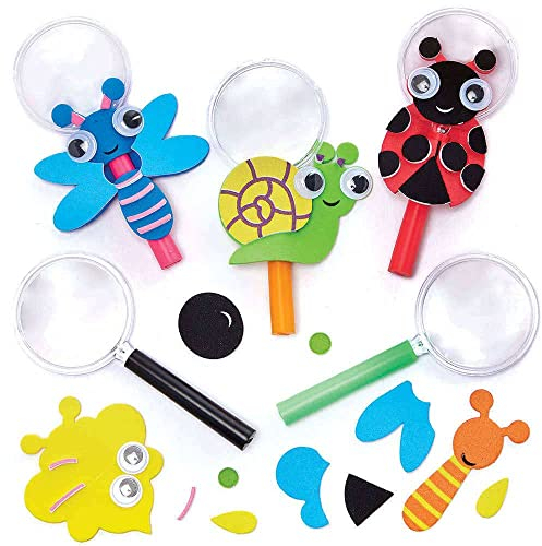 Baker Ross FC703 Käfer Lupen Bastelsets - 5er Pack, Bastelsets für Kinder, Basteln für Kinder im Garten und in der Natur, Käfer fangen