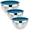 Herogo Mixing Bowl Set of 3, Stainless Steel Nesting Bowl with Blue Airtight Lids, Ideal for Baking Cooking Serving, Non-Toxic & Rust Free, Dishwasher Safe (4.5/2.7/1.5 QT)