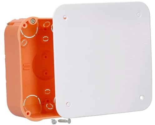 5 Stück Verbindungskasten 107x107x53mm Hohlwand Anschlusskasten Ausbrechöffnungen M20mm Kunststoff PP mit Deckel Orange-Weiß Voxura