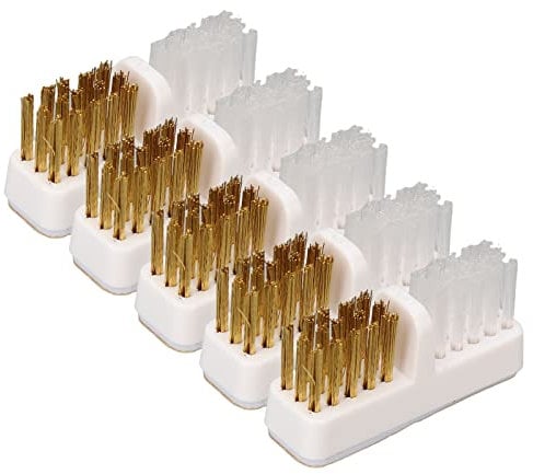 5pcs Nail Drill Bit Cleaner, Portable Size Bristles Metal Plastic Nail Bit Cleaning Accessories, White Copper Colored