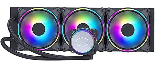 MasterLiquid ML360 Illusion Black Edition CPU Liquid Cooler, sistema di raffreddamento ad acqua AIO, 3 ventole ARGB Halo da 120 mm, radiatore da 360 mm compatibile con AMD Ryzen/Intel