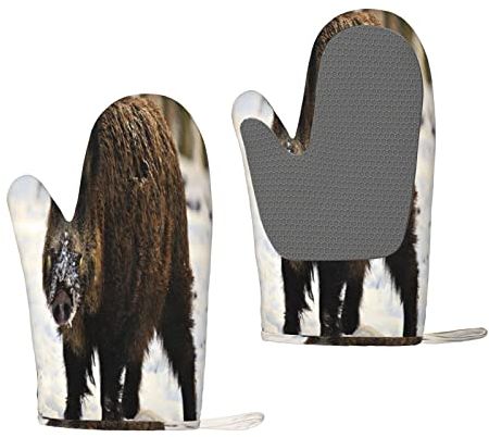 Jagd auf EIN Wildschwein, Silikon-Ofenhandschuhe, rutschfeste Kochhandschuhe, hitzebeständige Backhandschuhe, EIN Paar