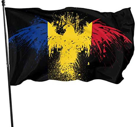 Bannière Drapeau Aigle Roumanie Suspendus Fanion Résistants Aux Intempéries Drapeau Corsaire Personnalisée Bruant Pour Extérieur Célébration Manif 90X150Cm