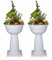 HOMION Set of 2 Pedestal Flower Plant Planter Pot 40cm White Jardinière Round Planter Pot Venetian Plastic Garden Bowl Free Standing