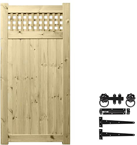 Premier URBAN Range Pedestrian Thick Premier Square Top Gate Smooth Wooden Tongue & Groove Pathway Height: 6ft (180cm) x Width: 3ft (90cm) No Hinge Pack Selected