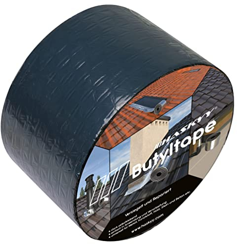 Wasserdichtes Klebeband Butylband I 75mm*5m Anthrazit hochwertig selbstklebend mit Aluminiumfolie I Butyl-Tape alterungsbeständig korrosionsbeständig UV-beständig