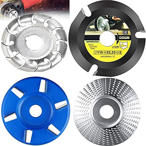 CruSio 4 Pieces Angle Grinding Wheel Wood Carving Abrasive Disc Polishing Shaping Grinder Ccircular Saw Blade for Sanding Plate Cut Disc, Angle Grinder (4Or4-1/2) Attachment Cutting,Style3/Style3
