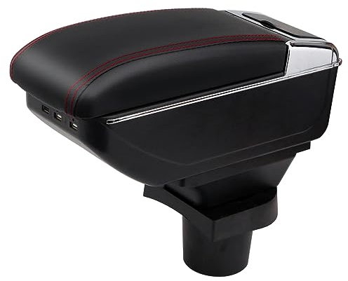 YJYWZH für Opel Adam Armlehnen Mittelarmlehne mit Ablagefach und Getränkehalter USB-Anschluss Autozubehör Konsole Armauflage Schwarz