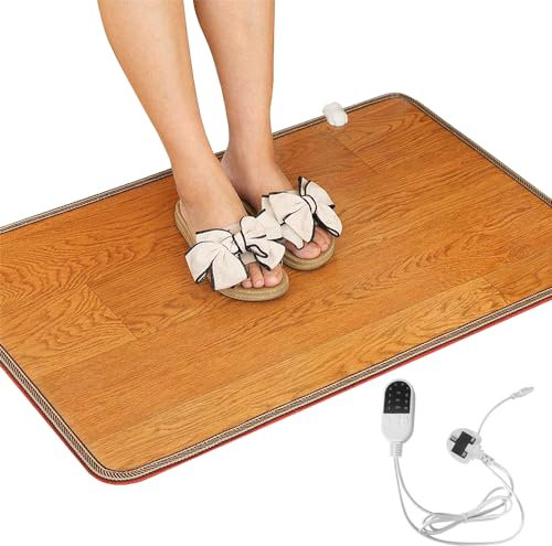 ZOYDP Heated Foot Mat, Heated Floor Mat Under Desk, Electric Foot Warmer with 10 Temperature Settings, Heated Foot Pad, Electric Feet Warmer for Office Under Table, Home, Women Men, 30x50cm (UK Plug)