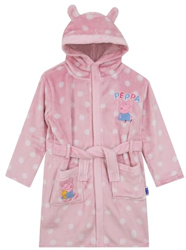 Peppa Pig Bademantel | Flauschiges Fleece Morgenmantel Mädchen | Mädchenbademantel Mit Kapuze Und 3D-Ohren | Rosa | 98