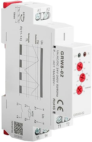 DEWIN Temperaturregelrelais, Temperaturregler GRW8-02 Hutschienen Temperatur Steuerung Relais Temperaturreglermonitor AC/DC 24V-240V