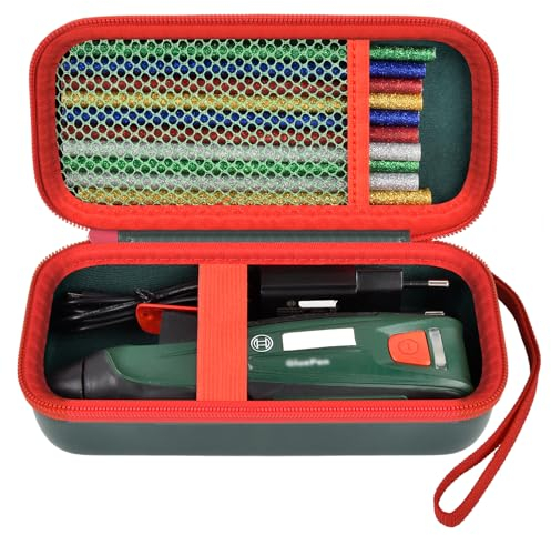 Tasche für Bosch akku Heißklebepistole GluePen, Ladegerät & Klebesticks - Perfekte Aufbewahrungslösung für Bosch Heißklebepistole. Passende Tasche für Akku, Ladegerät- Grün (Nur Fall)