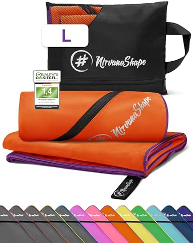 NirvanaShape Mikrofaser Handtuch, Microfaser Handtücher als Badetuch, Reisehandtuch, Strandhandtuch, Sporthandtuch für Fitness, Strand, L 140 x 70 cm