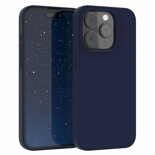 EAZY CASE Premium Silikon Handyhülle kompatibel mit iPhone 15 Pro Slimcover mit Kameraschutz und Innenfutter, Silikonhülle, Schutzhülle, Bumper, Handy Case, Hülle, Softcase, Nacht Blau