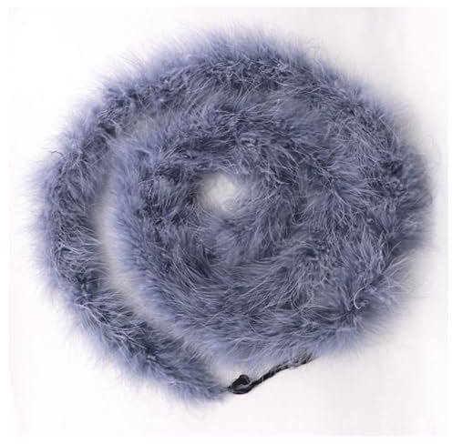 Hrlace 2 Meter Marabu Federboa Natürliche Truthah Feder Boa Flauschige Marabu Boa Feder Girlande Weihnachtsgirlande für DIY Basteln Hochzeit Weihnachten Tanzen Party Dekorationen 16g Grau