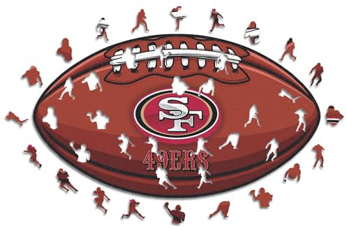Iconic Puzzles, San Francisco 49ers Crest, 100% ökologisch nachhaltiges Holzpuzzle mit offizieller Lizenz, Größe M, 270 Teile