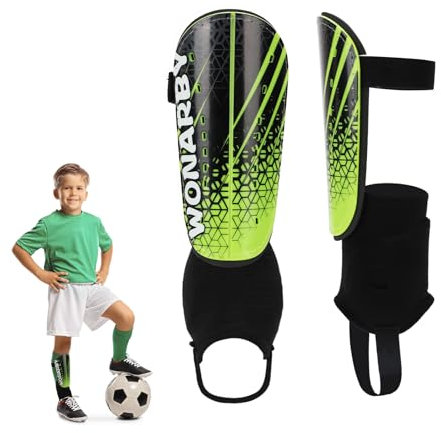 Schienbeinschoner Kinder Fussball Knöchelschutz Herren - Fußball Ausstattung Mit Verstellbarem Klettverschluss - Leicht Langlebig rutschfest für Jungen Mädche im Alter von 2 bis 18 Jahren - Grün S