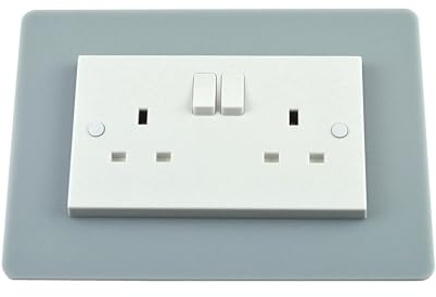 Pos Display Shop Grey Double Plug Socket Light Switch Surround Finger Plate Wall Protector Acrylic (2, Grey)