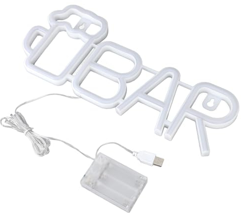 LED Neon Sign BAR Shape USB/Battery Powered High Safety for Bedroom Party Backyard, Beer Glass Light Up Sign for Wedding Valentine's Day (ABS, PVC, 14.0 X 5.7in) (Purple BAR)