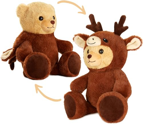 BRUBIES Teddy Hirsch - 25 cm Teddybär im Hirschkostüm mit Kapuze - Plüschtier für kuschelige Abenteuer - Kuscheltier Geschenk für Kinder