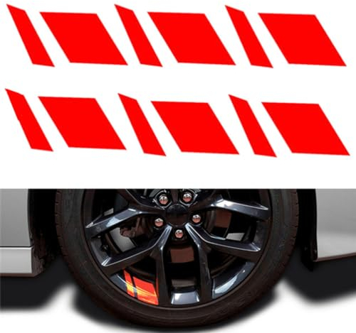 ABSJDFD 6pcs Auto Felgen Aufkleber,kompatibel mit Suzuki Swift Samurai Vitara SX4 Jimny,Rad reflektierende Aufkleber,4-Red