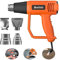 Electric Heat Gun | Heavy Duty Hot Air Gun with Dual Heat Settings 300°C & 600°C Overload Protection | for Paint Stripping, Vinyl Application, Crafts, Resin | includes 4 Type Nozzles, 2000W