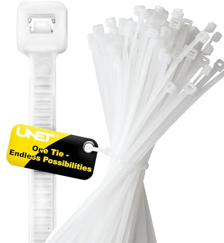 Kabelbinder Nylon Weiß 3.6×150 mm (100 Stück) – Zugfestigkeit bis zu 18 kg – UV-beständig – Selbstverriegelnd – Starke und langlebige Kabelbinder für Haus, Garten, Büro & Werkstatt