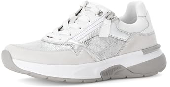 Gabor Damen Low-Top Sneaker, Frauen Halbschuhe,schnürschuhe,schnürer,straßenschuhe,Strassenschuhe,Sportschuhe,Silber/Weiss/White,38.5 EU / 5.5 UK