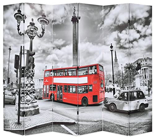 Furniture Select Faltbarer Raumteiler 228x170 cm London Bus schwarz und weiß