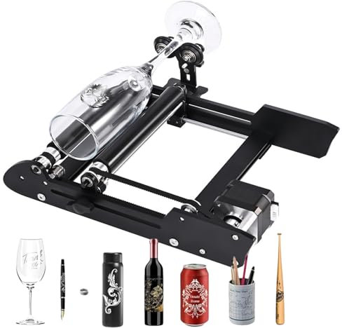 Engraving Rotary Roller, Engraver Y-axis Rotary Attachment for 360° Engraving Cylindrical Object, Roller Sliding Adjustment, Compatible with Most CNC Router&Engraving Machine, for Wine Glass, Tumbler