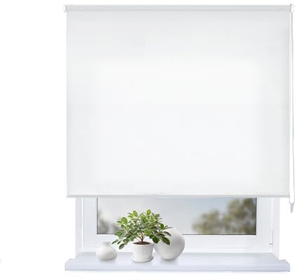 Rollmayer mit Bohren Schraubmontage Classic Weiß 140x220 cm BxH | Seitenzugrollo Sichtschutz Lichtschutz Sonnenschutz für Fenster und Tür Rollo Innen