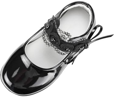 VASHCAME-Scarpe Mary Jane Eleganti per Ragazze Ballerine Basse con Fiocco Pizzo per Matrimonio, Festa, attività, Scuola