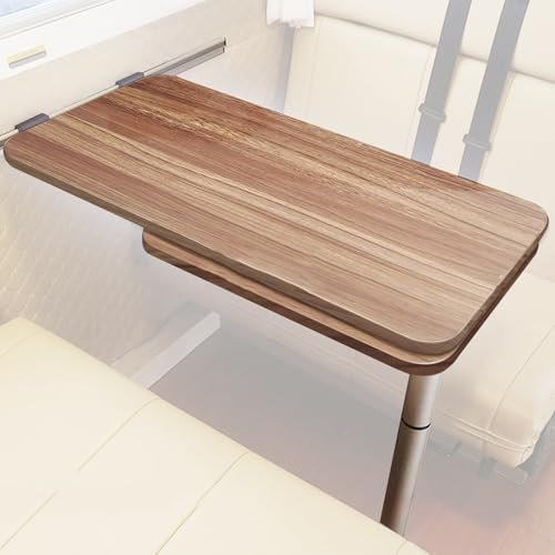 WANGCEPLSD Tables pour Camping-Car Table, Table Télescopique, Plateau Extensible et Pieds Amovibles, pour Camping-Cars et Caravanes, Imperméable et Résistant a l'huile(Brown)