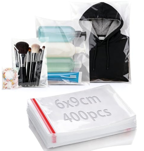mawmuaw 400 Pièces Sachet Plastique Transparent Autocollant 6x9 cm Sachet Emballage Bonbon Biscuit Cellophane Sac Plastique Auto-adhésifs Réutilisables pour Chocolat Pain Bijoux Cadeau Noel