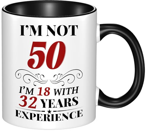 50th Birthday Mug for Women Men, Turning 50 Year Old Birthday Gifts Women Men Mom Dad Wife Husband, Sister, Best Friends, Coworkers, Her, Him, Dishwasher and Microwave friendly, 11oz Coffee Cup