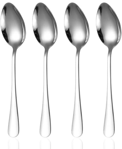 4 Packs Serving Spoons, 22x5.3cm Large Stainless Steel Serving Spoons for Buffet and Parties, Tablespoons Sering Utensils Set for Banquet Flatware Kitchen Parties, Soup Spoon Gift for Chrismas
