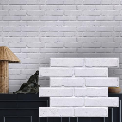 Paneles de Pared 3D Autoadhesivos Ladrillo, 10 Piezas, 30 x 40 cm, Autoadhesivos PVC 3D Decorativo Panel de Pared de Ladrillo para Salón Oficina Cocina, Impermeables