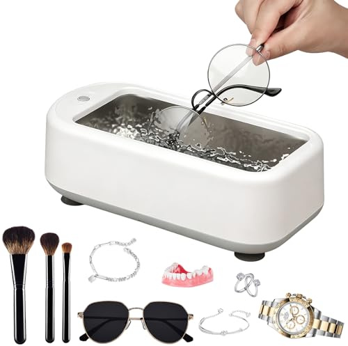 7JI 640ml Ultraschallreinigungsgerät für Brillen Schmuck Uhren Zahnersatz | Ultraschallreinigungsgerät mit 640ml Wassertank,2 Zeitmodi,Hochfrequenzvibration mit 48 kHz,Innenbehälter aus Edelstahl 304