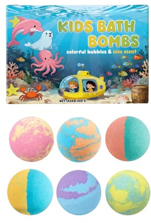Badebomben für Kinder, Badekugeln Badebomben, Sprudelnde Badekugeln, 6 Badebomben Geschenk Als Bath Bomb Gift Für Badewanne Und Entspannende Badezeit