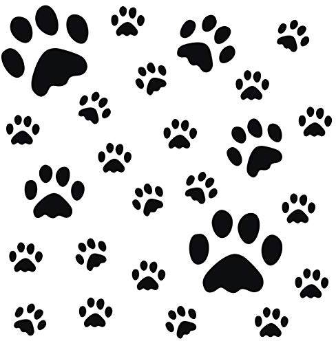 kleb-Drauf® | 25 Pfoten | Schwarz - glänzend | Wandtattoo Wandaufkleber Wandsticker Aufkleber Sticker | Wohnzimmer Schlafzimmer Kinderzimmer Küche Bad | Deko Wände Glas Fenster Tür Fliese