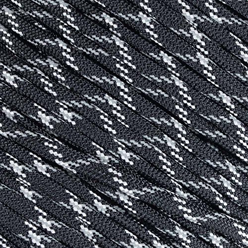 Fluoreszierendes reflektierendes 550 Typ III Abspannseil Camping Survival Cord Hochsichtbares Paracord - Verrottungsfest und UV-beständig (reflektierend und leuchtet im Dunkeln, schwarz, 15 m)