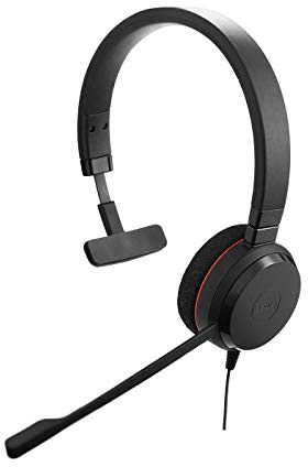 Jabra Evolve 20 SE UC – Auricular Monoaural de Comunicaciones Unificadas para VoIP Softphone – Cancelación Pasiva de Ruido – Cable USB-A con Unidad de Control – negro