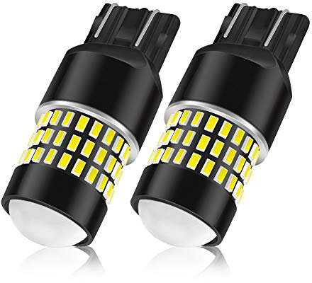 LncBoc 7440 W21W Led Bulbs 78SMD 3014 Chipsets with Projector Lens LED Lights Super Bright 1800LM for Car Auto Parking Backup Reverse Lights Xenon White Colour 6500K Pack of 2